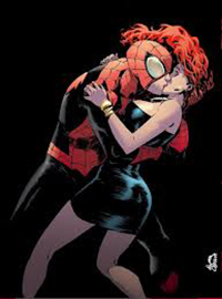 Spidey kisses MJ