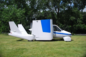 White flying car